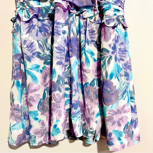 NWT For Love & Lemons Shelly Floral Lilac Ruffled Mini Puff Sleeve DressMSRP$236 - Picture 10 of 16